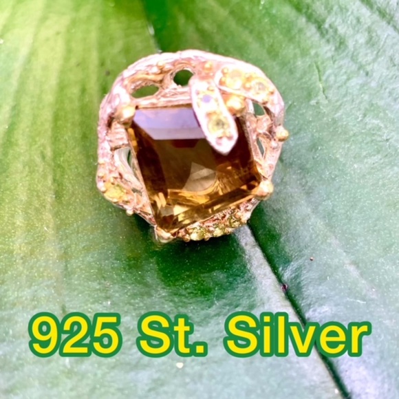 925 STERLING SILVER & LEMON QUARTZ GEMSTONE RING - Picture 2 of 15